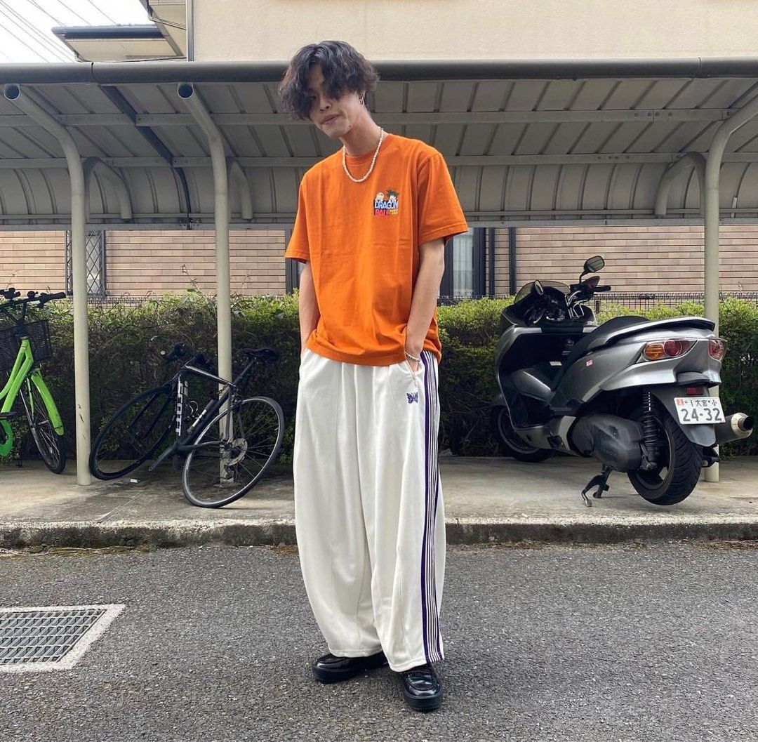 Needles x STUDIOUS h.d. track pants Ecru, 男裝, 褲＆半截裙, 長褲