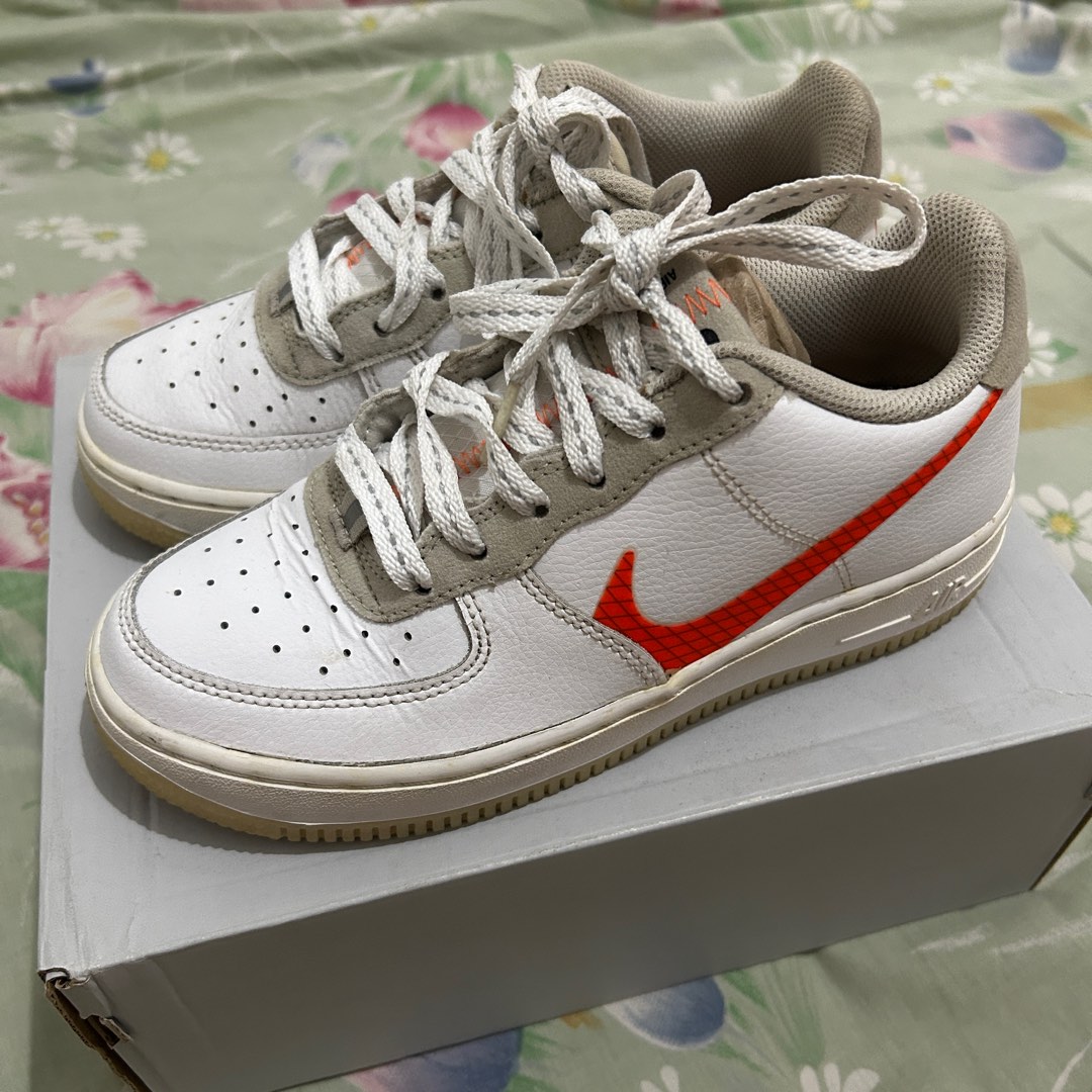 Nike Air Force 1 LV8 3 GS White Total Orange