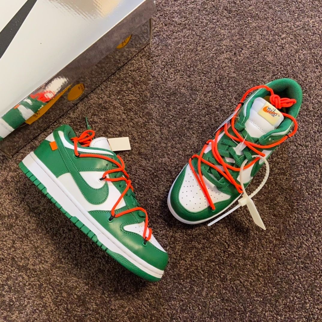 Nike Dunk Low Off-White - Pine Green, 鞋, Carousell