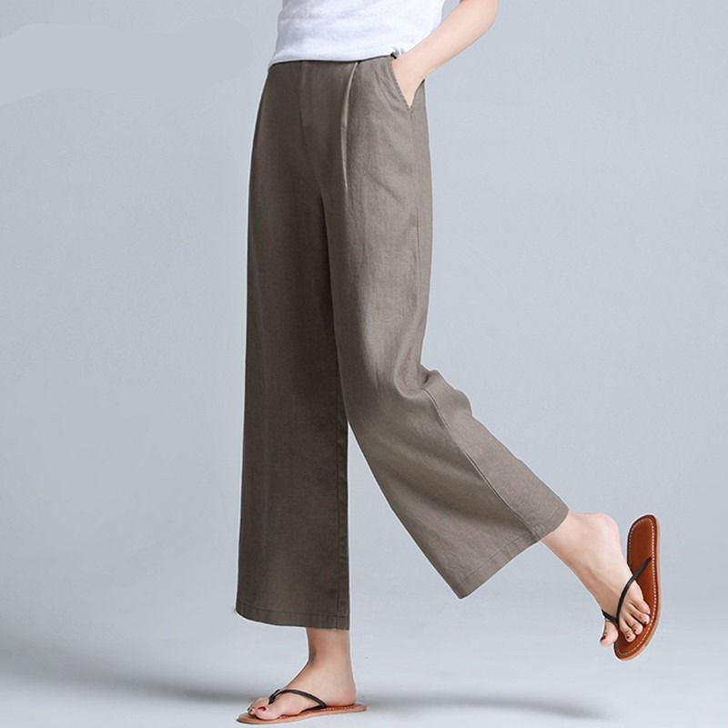 Office Wear Woman Stretch Wide Linen Culottes Pants Grey Size XL, Women's  Fashion, Bottoms, Other Bottoms on Carousell