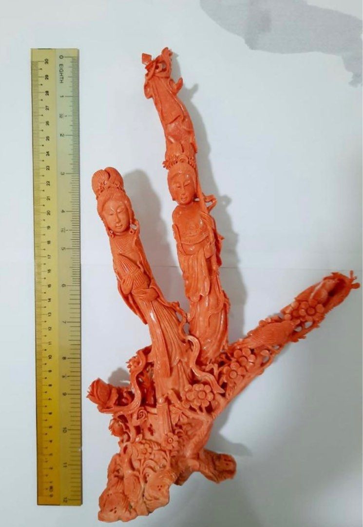 Old antique RED CORAL carving Hobbies Toys Memorabilia