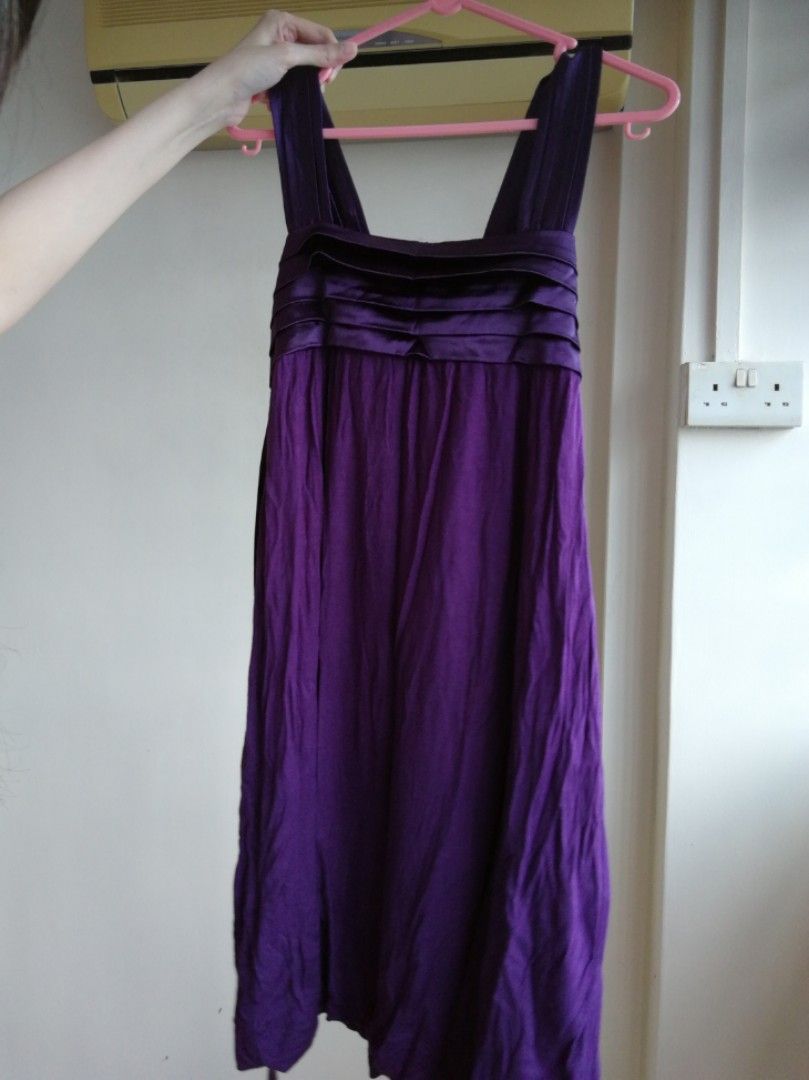 Purple satin jersey dress Women s Fashion Dresses Sets