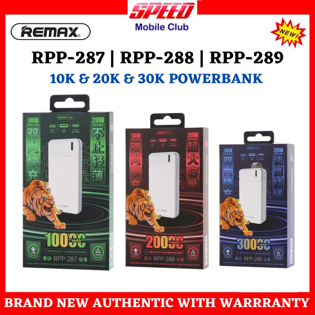 Remax Powerbank 10000mAh RPP-287 / 20000mAh RPP-288 / 30000mAh RPP-289 ...