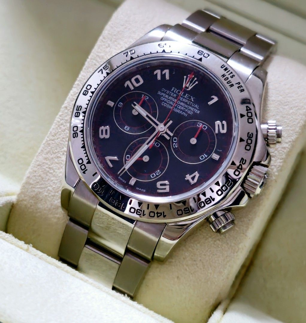 Rolex (Category: Luxury Watches) located in Manila. Submitted by bng21 (Listing ID 1232501516, Image 3). Description: box, watch and rolex service receipt 11 links whitegold racing dial 40mm reference 116509.