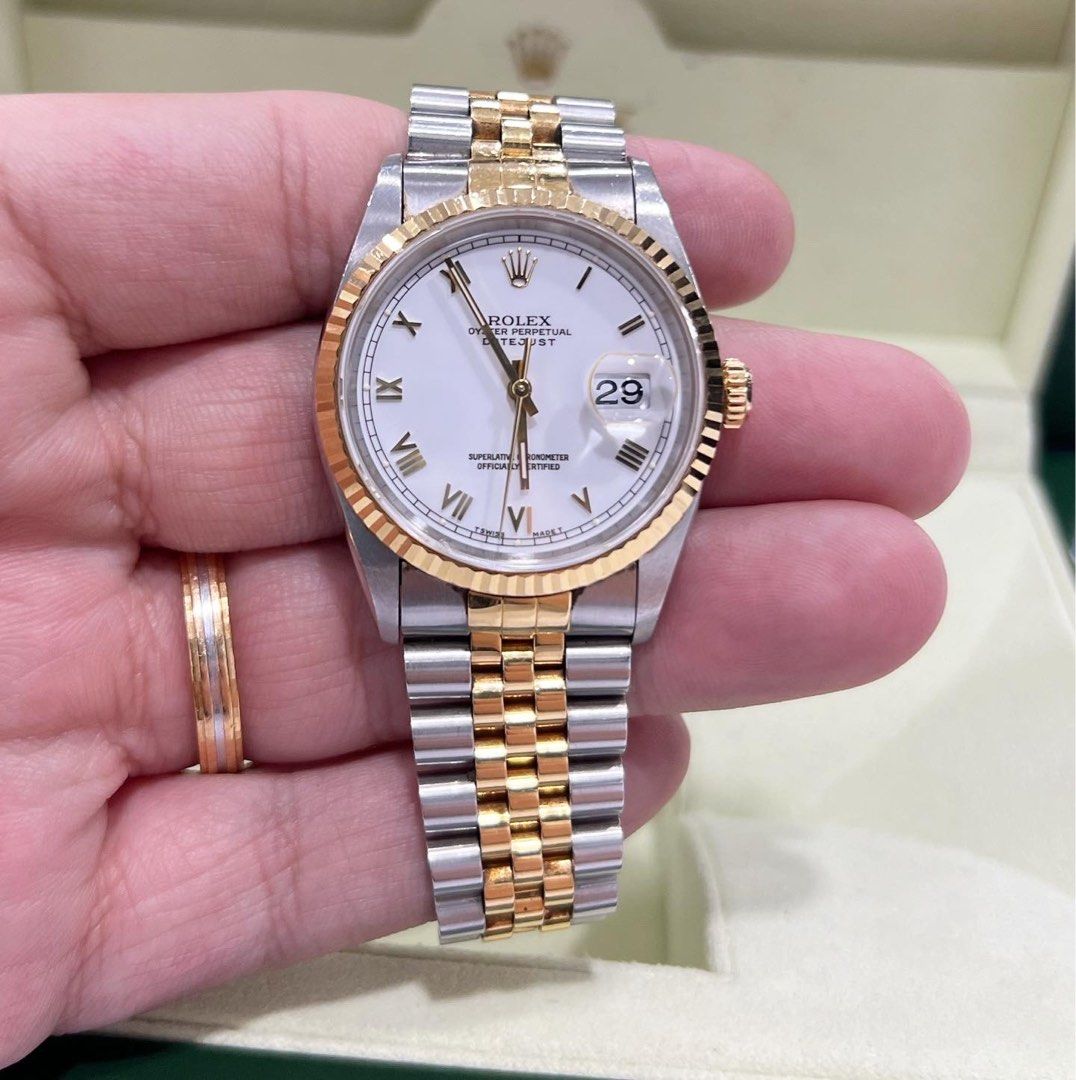Rolex datejust on sale half gold