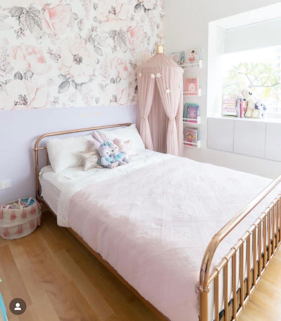 Rose gold bed frame Queen, Furniture & Home Living, Furniture, Bed