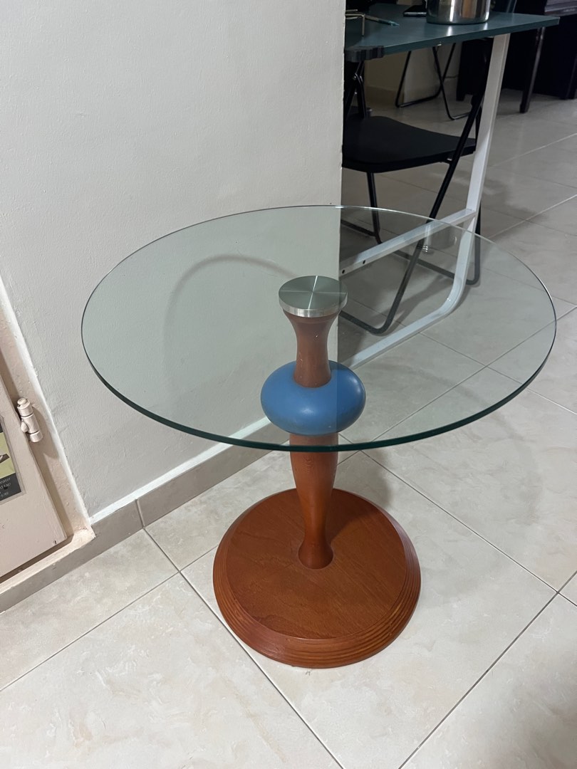 Round Glass Coffee Table, Furniture & Home Living, Furniture, Tables