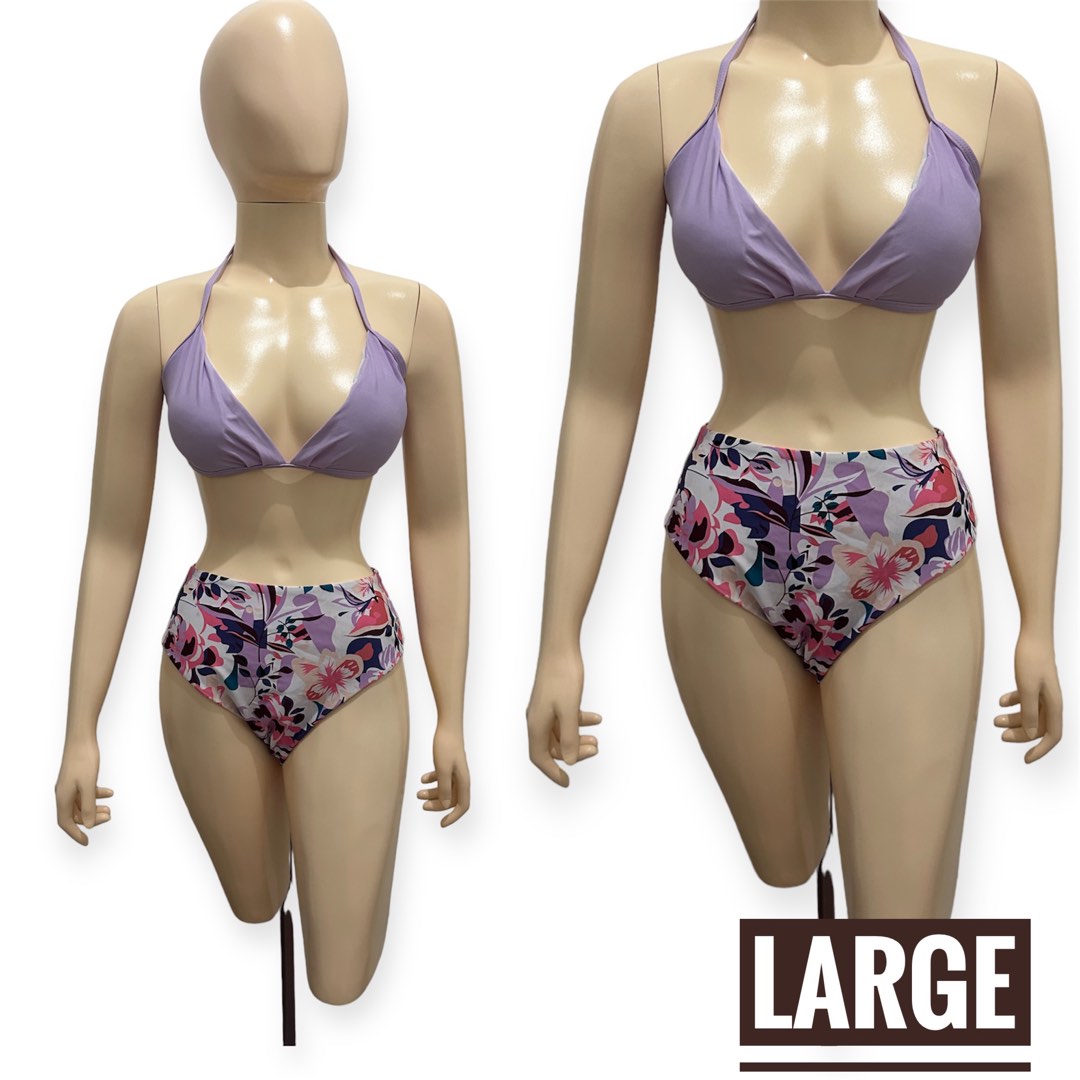 shein-large-light-violet-purple-floral-highwaist-2-piece-bikini