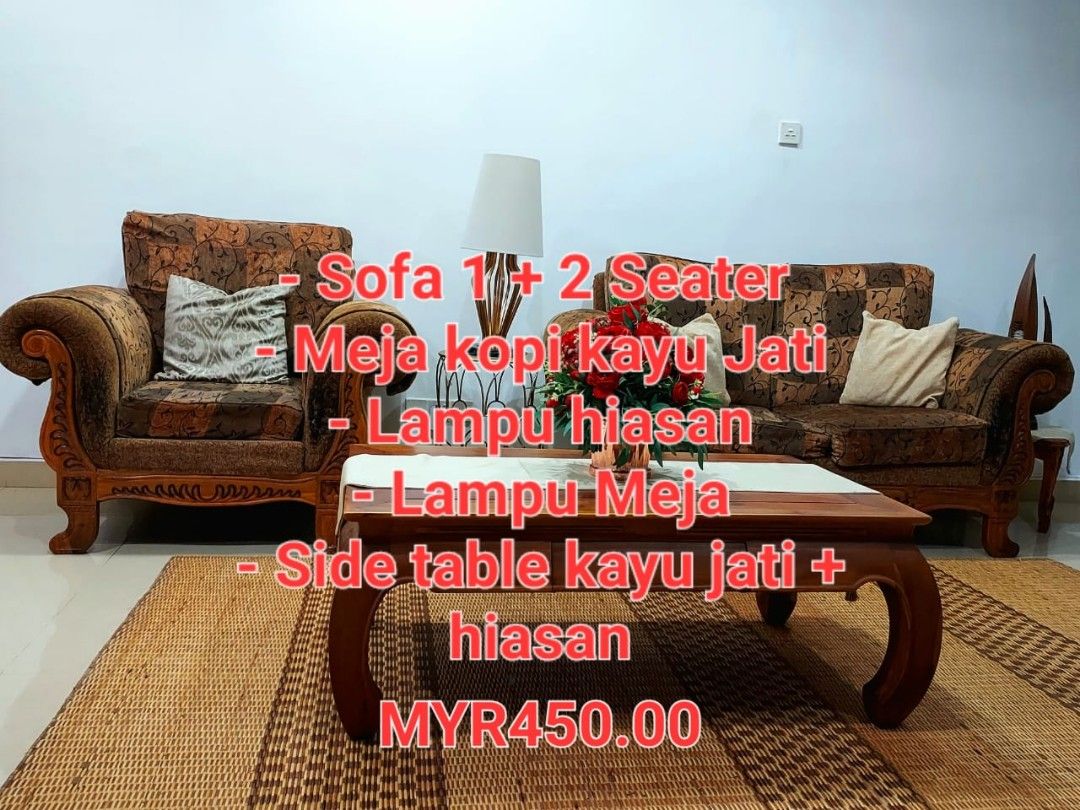 Sofa, hiasan Kayu Jati, Kayu Jati dan 2 item lain untuk dijual, Furniture & Home