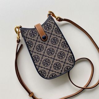 TB‘s new mobile phone messenger bag, selected woven T Monogram jacquard fabric and calfskin