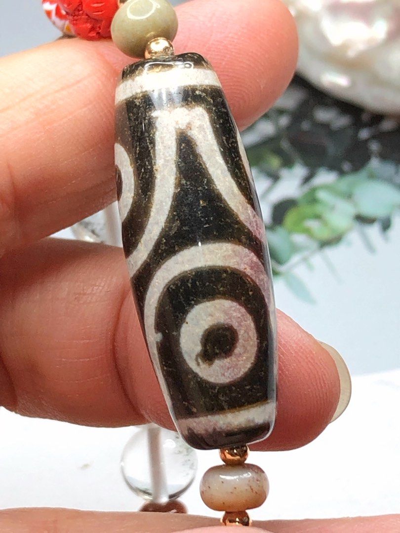 Tibetan Dzi Beads Special Totem Four Eyed Dzi Beads 藏传老矿特殊 