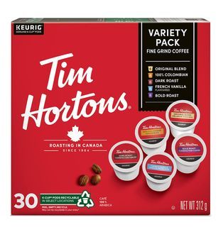 Tim Hortons Coffee Variety Pack Single-Serve 30 K-Cup Pods Compatible with Keurig Brewers