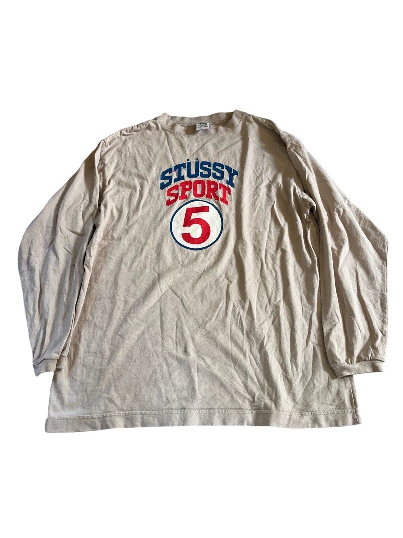 Vintage New Stussy Grey Big Stussy Long-Sleeve Tee T-Shirt Medium