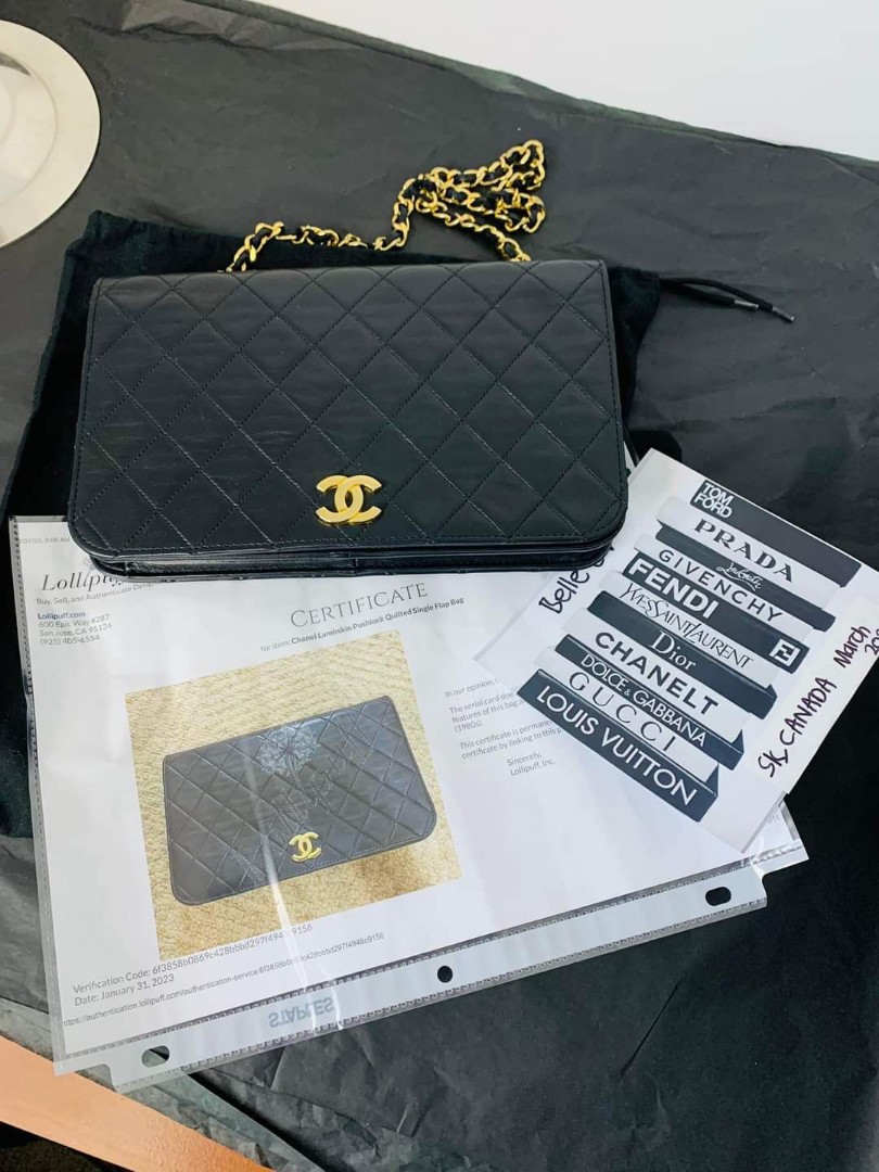 RARE Series 0 Chanel Vintage Small Classic Double Flap Bag Black Lambskin  24K Gold Hardware CF 23, Luxury, Bags & Wallets on Carousell