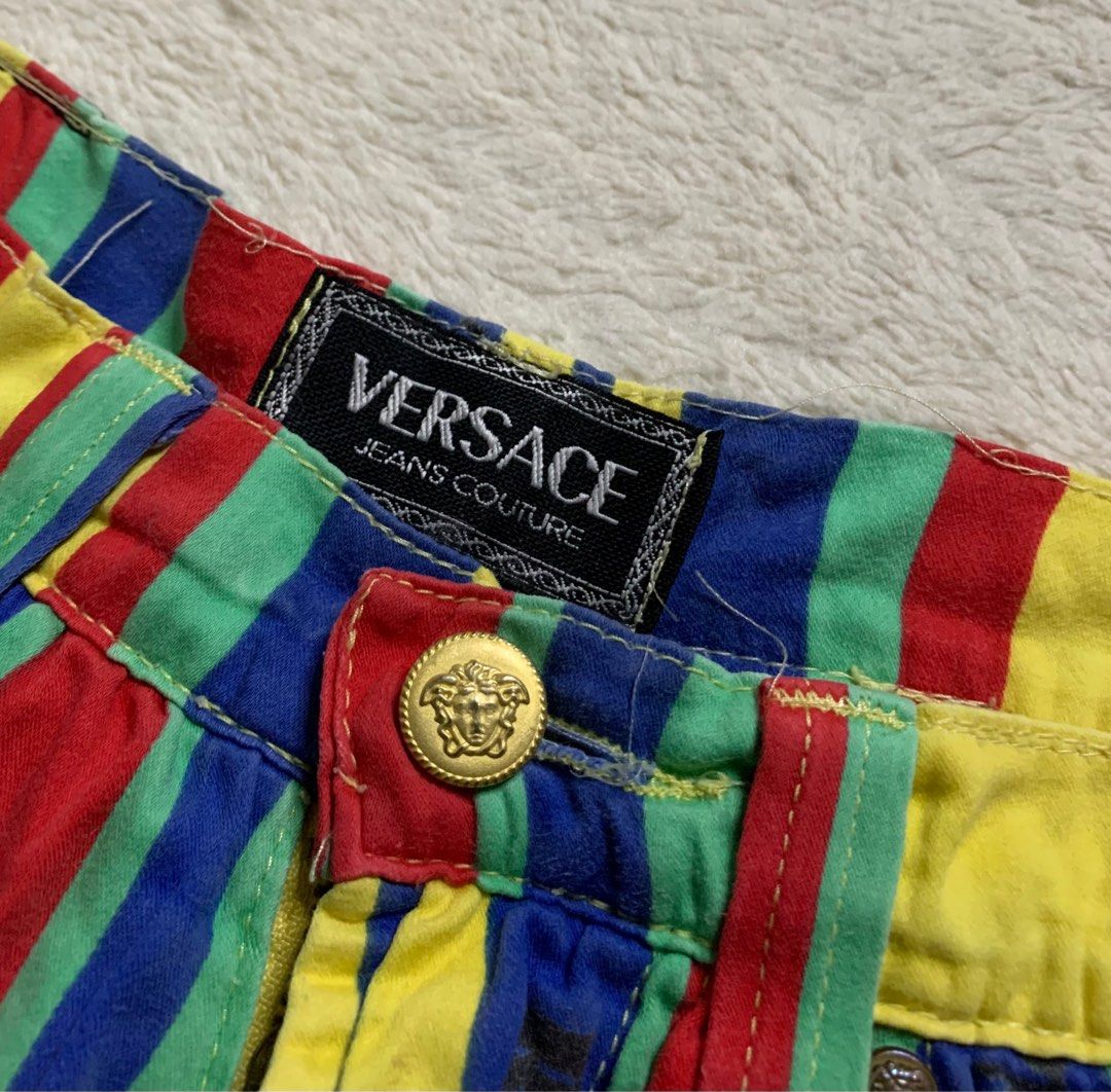Vintage Versace Multi-Colored 3/4 pants, Luxury, Apparel on Carousell