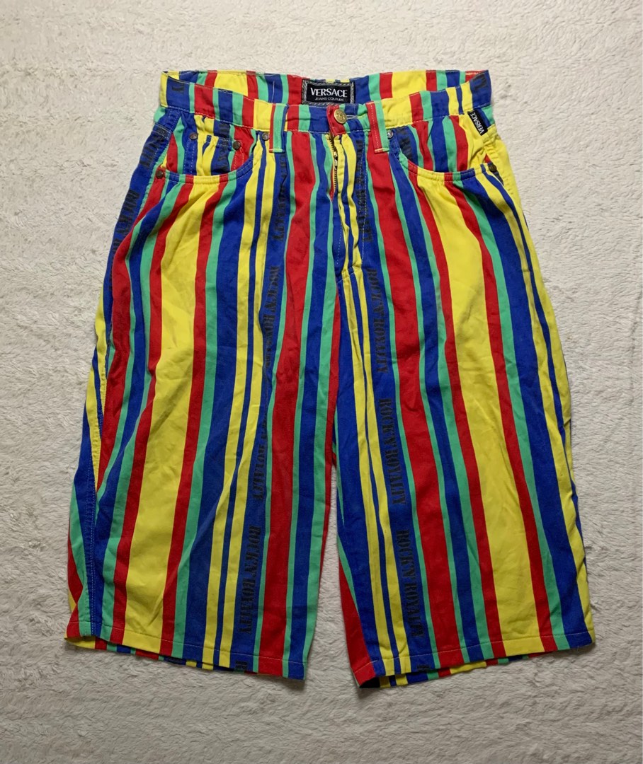 Vintage Versace MultiColored 3/4 pants, Luxury, Apparel on Carousell