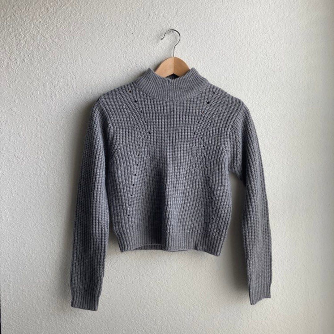 Wild Fable Sweatshirt Charcoal Gray Crewneck Pullover Waffle Knit