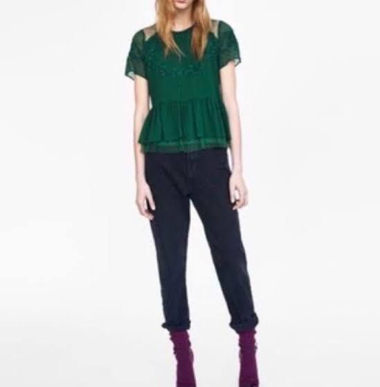 Zara green peplum top