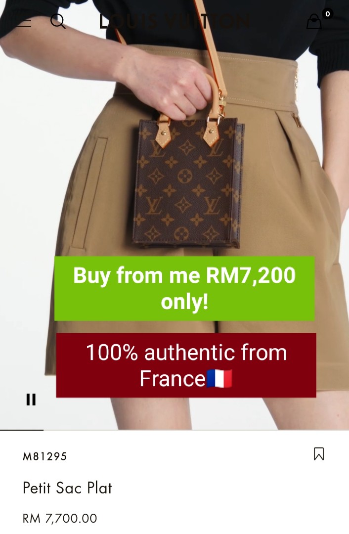 LV Louis Vuitton Petit Sac Plat Authentic, Luxury, Bags & Wallets on  Carousell