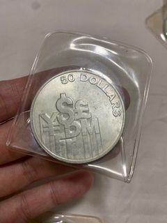 1980 Singapore $50 Financial Centre Silver Alloy Coins