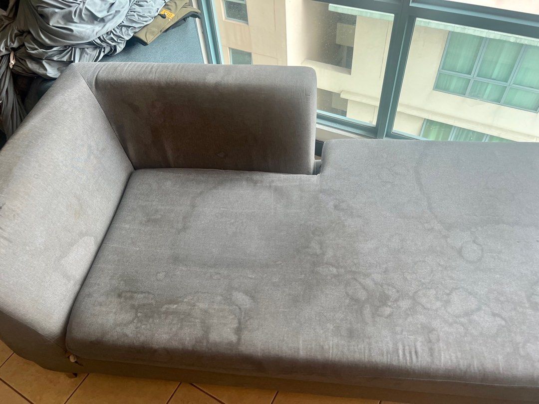 3 seater sofa (Category: Sofas) located in Manila. Submitted by mixandbits (Listing ID 1232705856, Image 3). Description: Our home 3 seater sofa matibay pa yung chrome legs and maganda yung foam madumi lang. i guess re upholstery is still worth it.