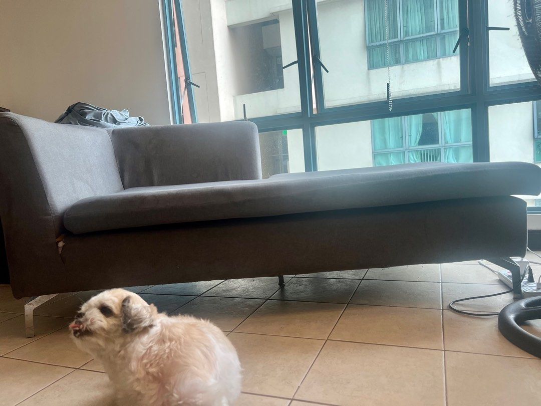 3 seater sofa (Category: Sofas) located in Manila. Submitted by mixandbits (Listing ID 1232705856, Image 1). Description: Our home 3 seater sofa matibay pa yung chrome legs and maganda yung foam madumi lang. i guess re upholstery is still worth it.
