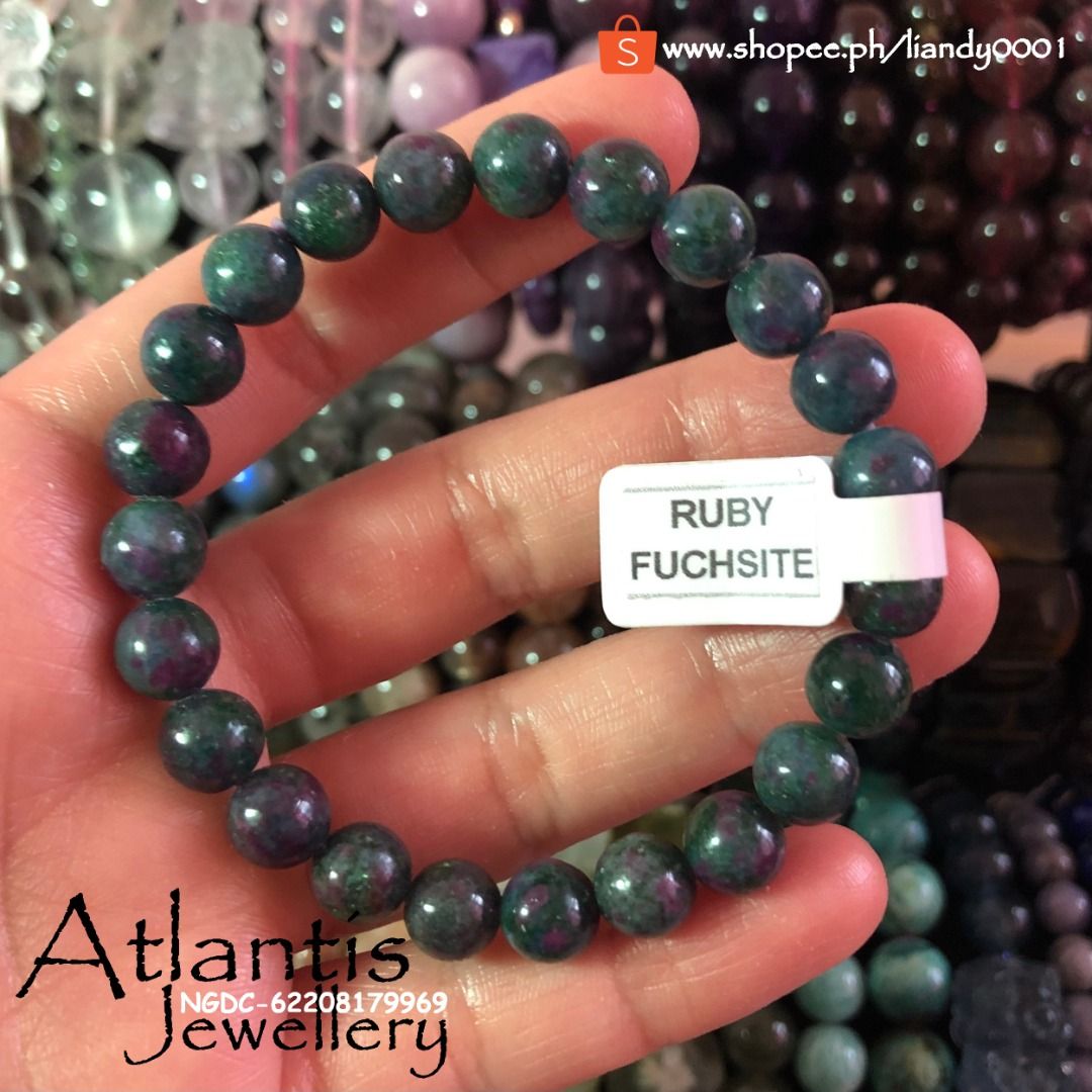 8 mm Ruby Fuchsite Mica with Ruby Natural Stone Bracelet with Certificate 79969
