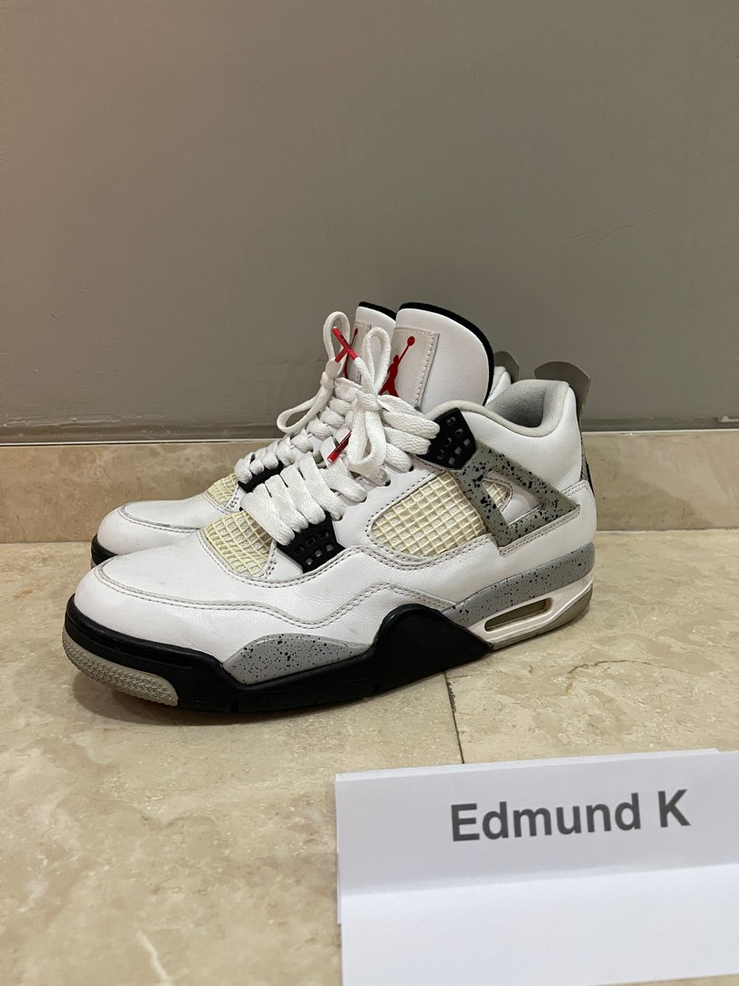 Aj 4 White cement US 9 Men s Fashion Footwear Sneakers on Carousell