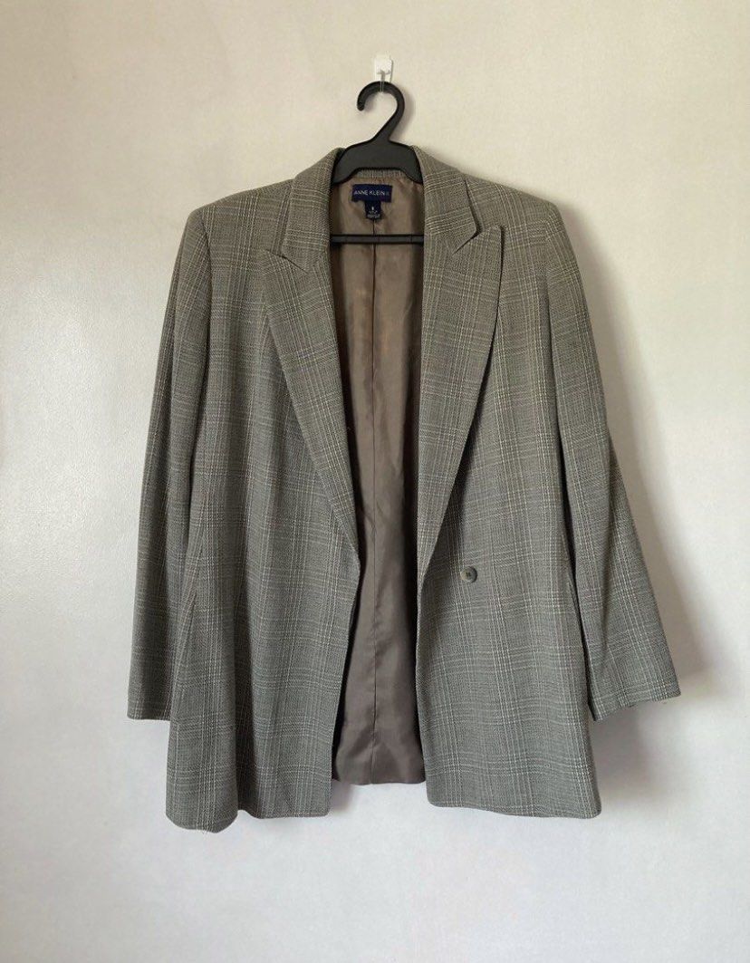 Anne Klein HQ Oversized Plaid Blazer