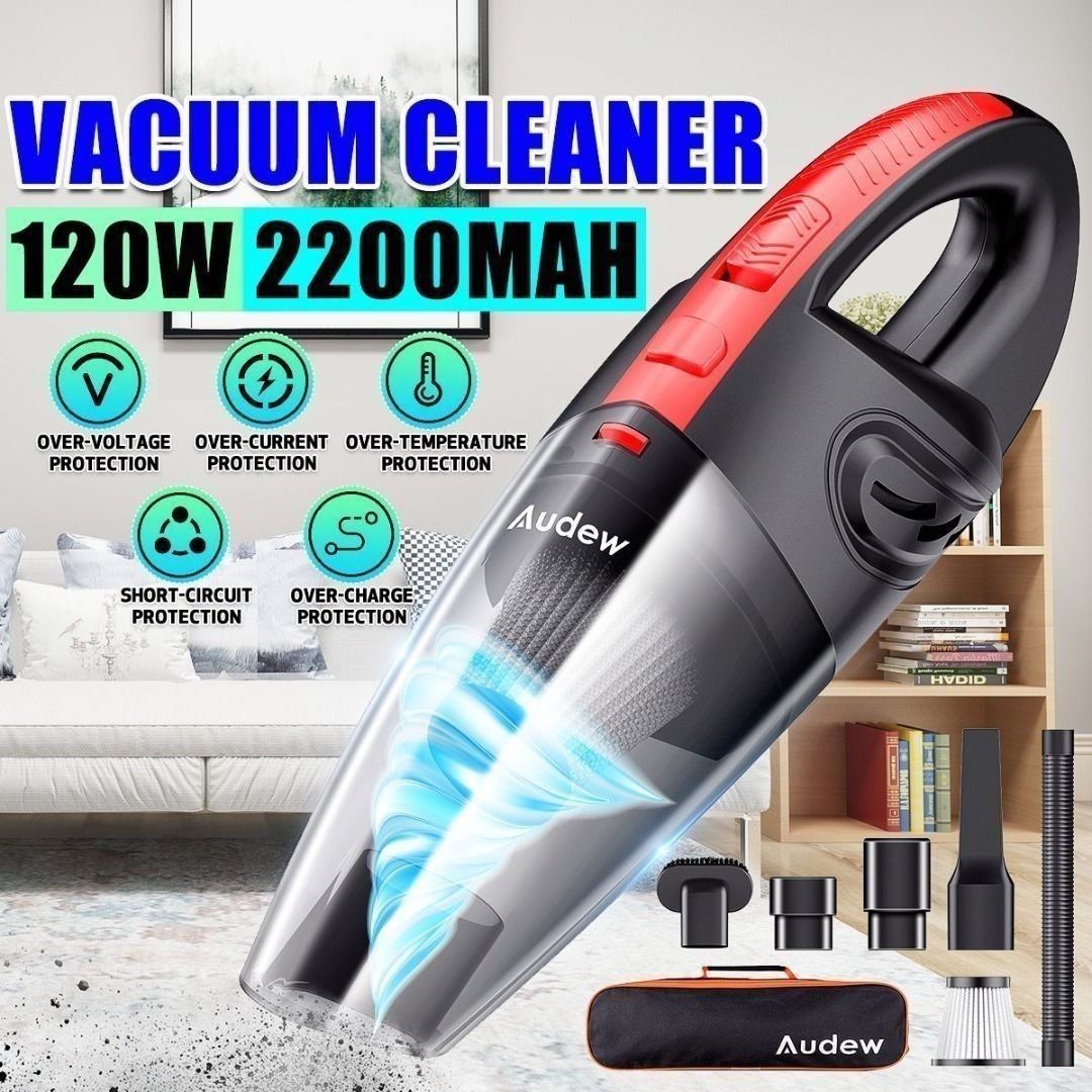 FREE DELIVERY Audew Handheld Vacuums Cordless Portable Handheld Vacuum Cleaner with Powerful Suction 120W Rechargeable Handheld Hoover