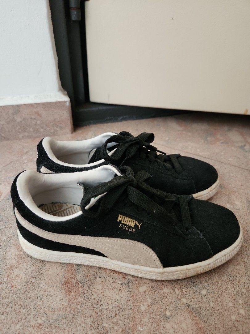 ladies black suede puma trainers