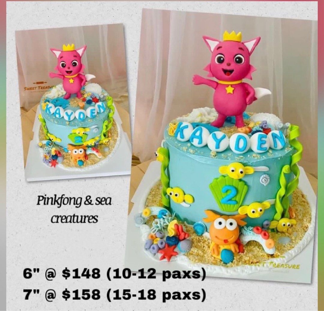 Pink Fong Baby Shark Cake Singapore/Popular Baby cakes SG - River Ash Bakery