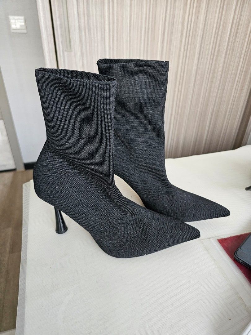 FABRIC HIGH-HEEL ANKLE BOOTS - Black | ZARA Uzbekistan