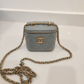 Chanel Quilted Pearl Crush Mini Vanity Cube Denim