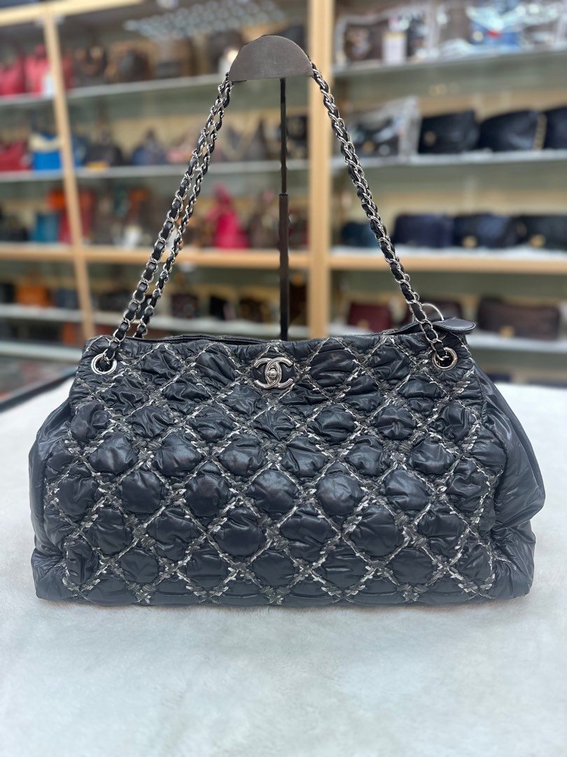 Chanel Quilted Bubble Nylon Tweed Tote, Luxury, Bags & Wallets on Carousell