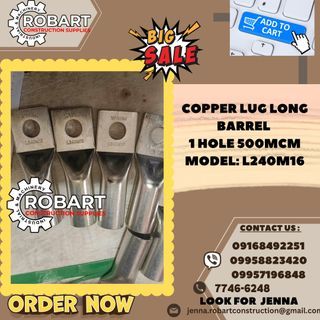 copper cable  lug  long barrel 1 hole 500mcm