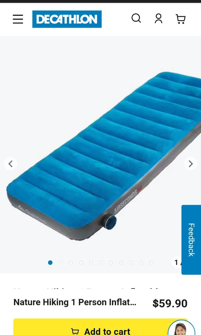 Decathlon air mattress 80x200cm Furniture Home Living Furniture Bed Frames Mattresses on Carousell