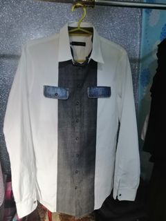 DSQUARED2 Denim Patched and Detachable Collar Long Sleeves. FREE SHIPPING.READ MORE