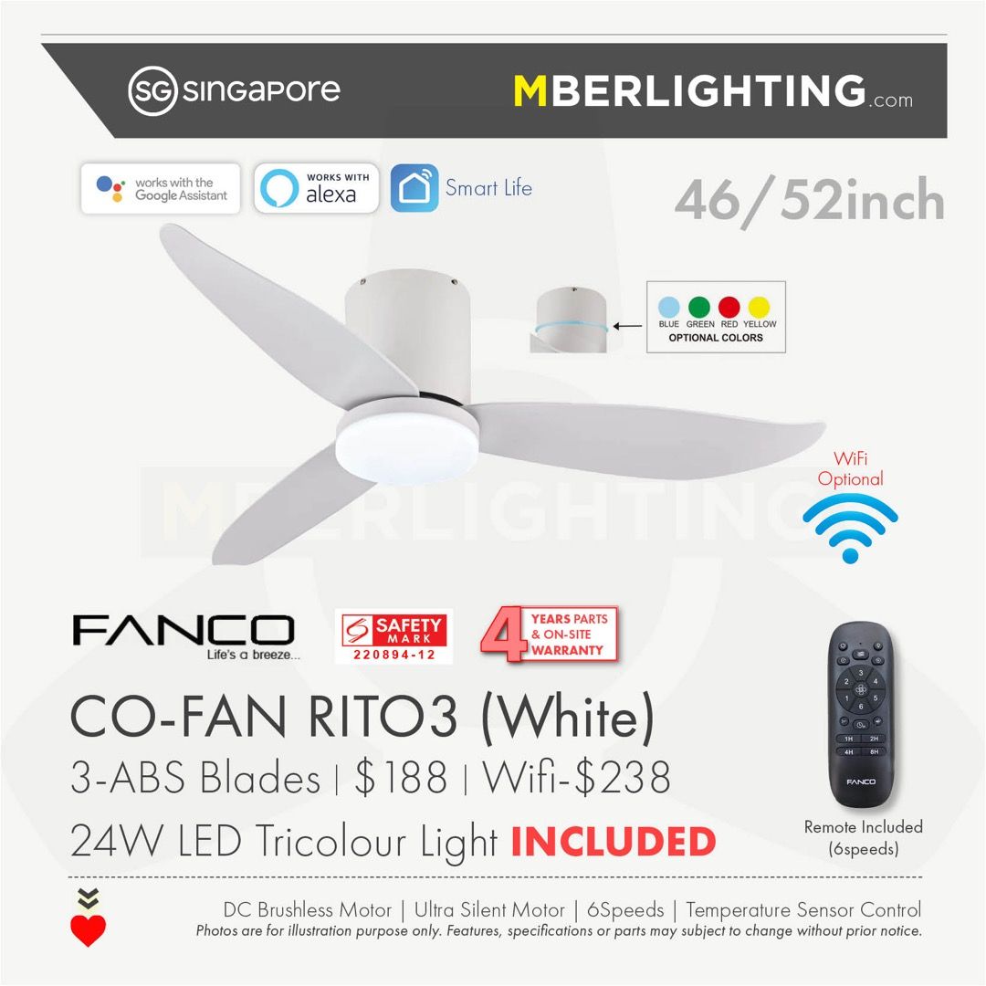 [HIGHLY RECOMMENDED] FANCO Rito (Rito3/Rito5) DC Ceiling Fan + 24W LED ...
