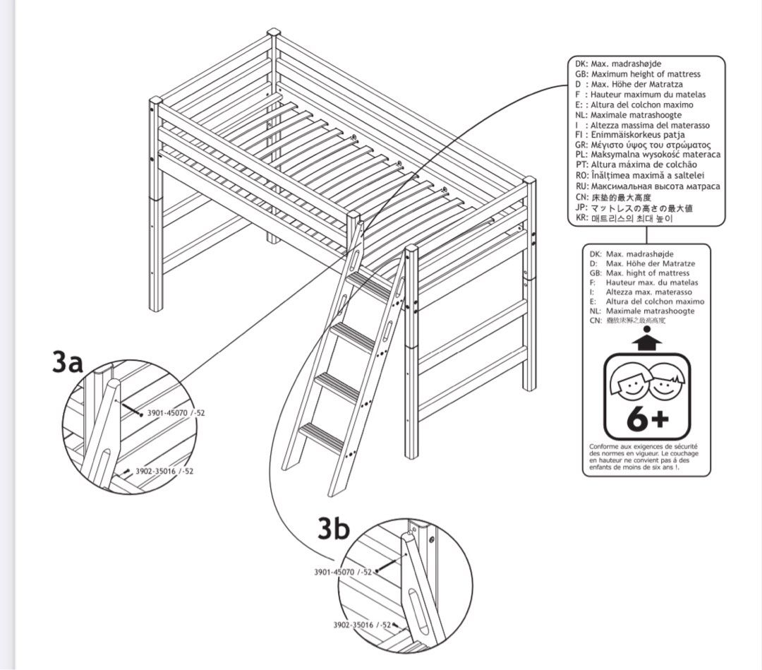 Flexa semihigh bed extension legs and ladder, 傢俬＆家居, 傢俬, 床架及床褥 Carousell