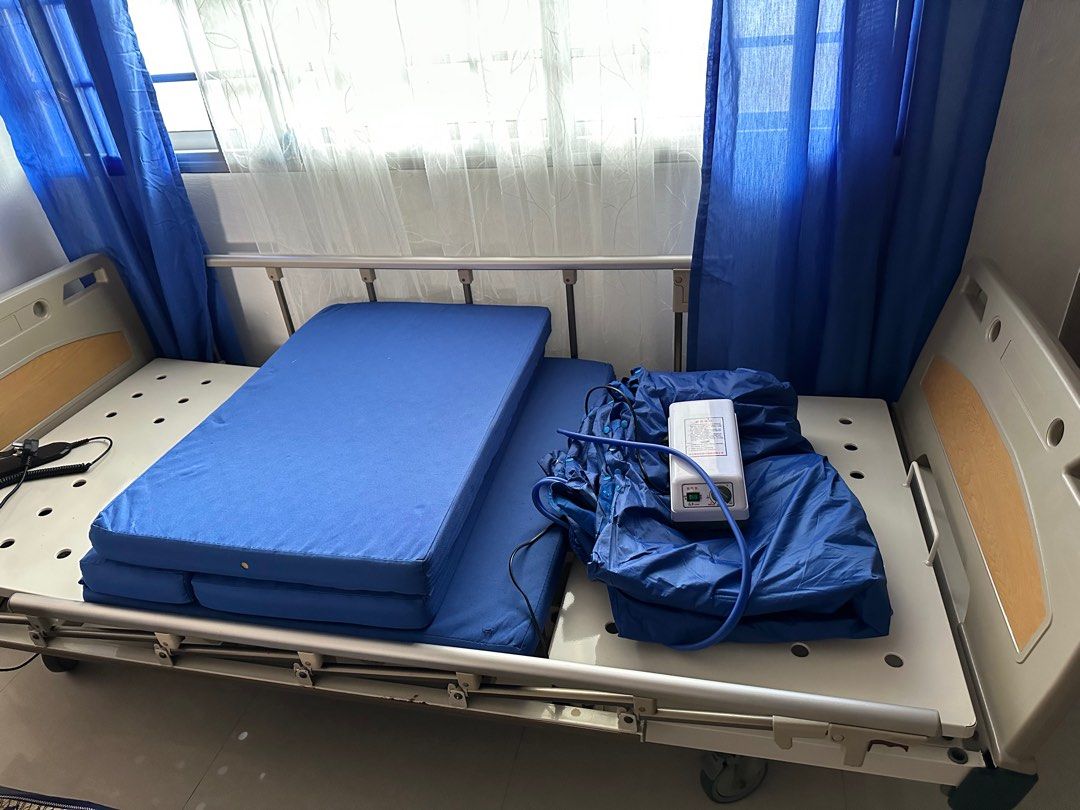 [FREE] Hospital Bed with Mattress and Bed Sore Mattress, Furniture