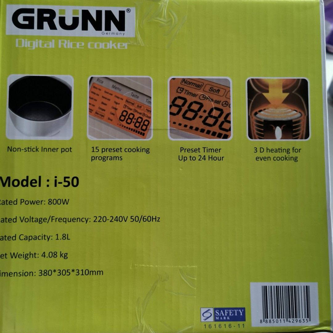 Grunn Digital Rice Cooker, TV & Home Appliances, Kitchen Appliances