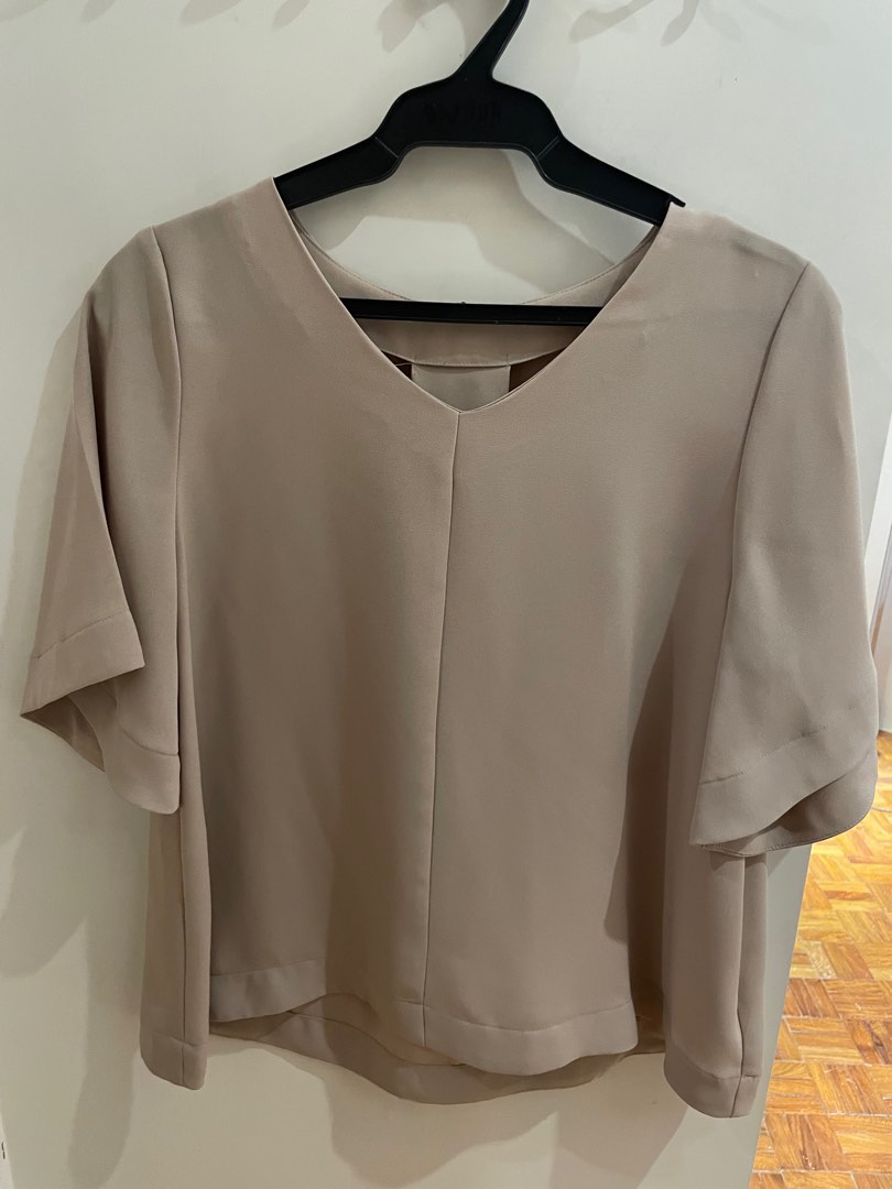 GU taupe blouse on Carousell
