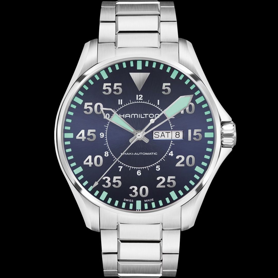 Hamilton Oversized Dial Khaki Pilot Aviation Day Date Stainless Steel Automatic Watch H64715145