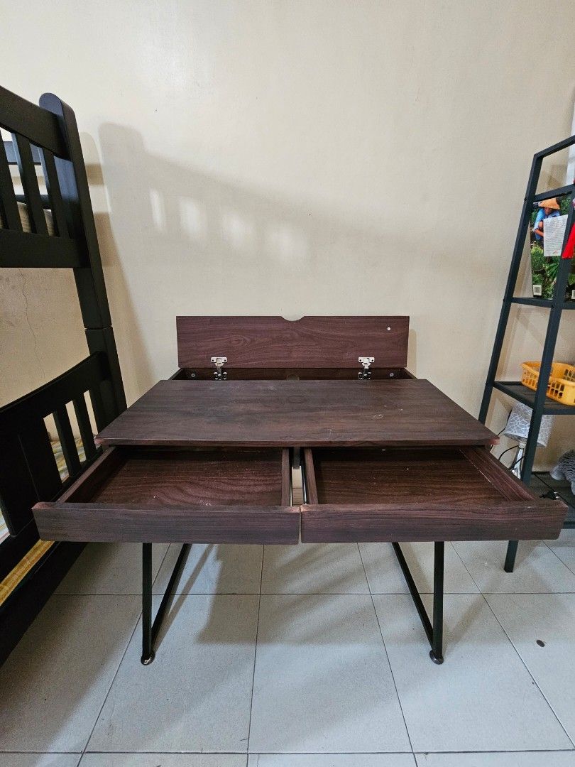 Heavy Duty Study / Work Desk (Category: Tables & Sets) located in Paranaque City. Submitted by maeemp (Listing ID 1232678407, Image 2). Description: Heavy Duty Study / Work Desk With Steel Legs, Drawers and Muji Inspired Aesthetic With minor scratches, see pics for photos Drawers fully functional Laminated surface but heavy duty material Pickup in Marcelo Green Village Parañaque.