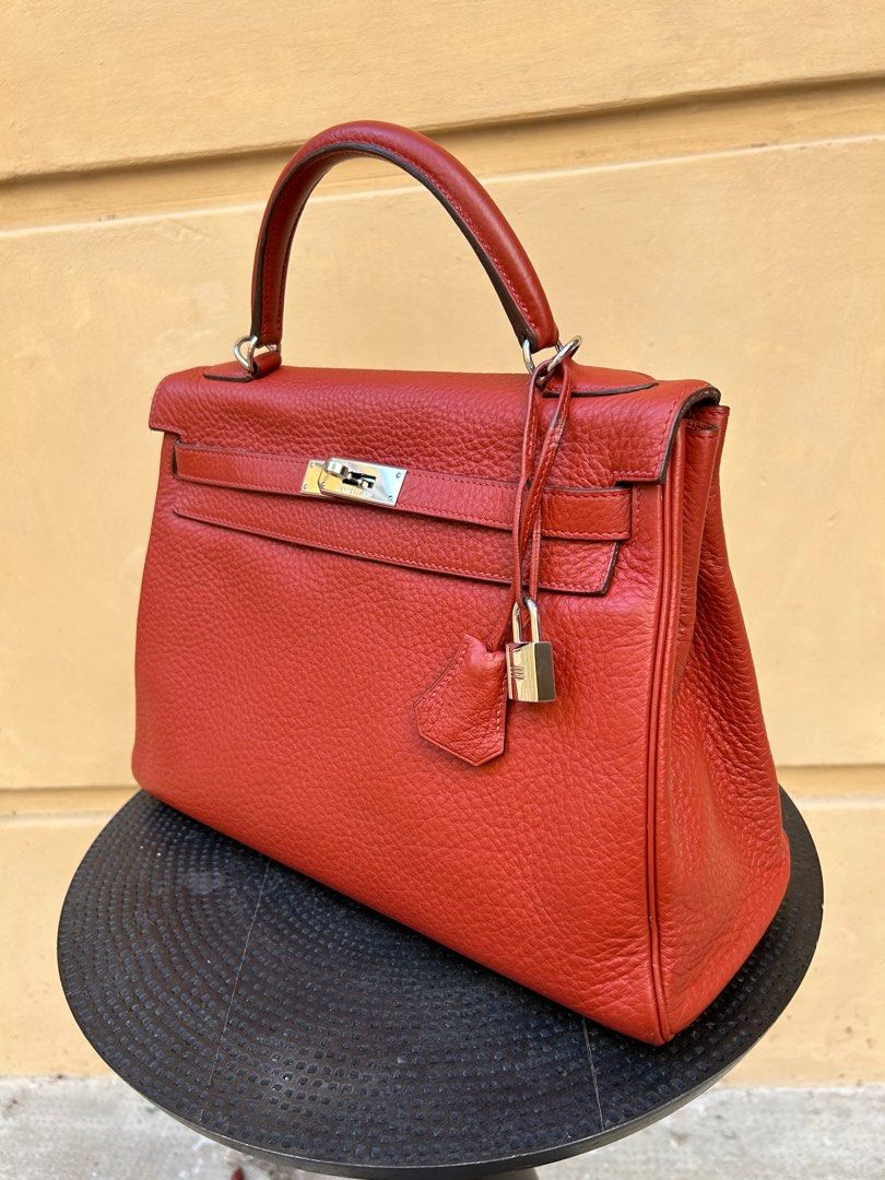 Hermes Kelly 32 Retourne Rouge Casaque Clemence Palladium