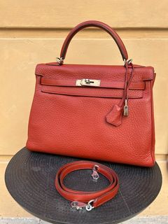 Hermes Kelly 32 Sellier K32 Rouge H Sombrero stamp C 2018, Luxury