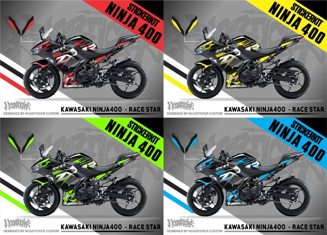 Hugsticker Kawasaki Ninja 400 Race Star Decals Sticker Kit High Quality Bike  Wrap Scratch-Resistant Waterproof Coating, Motorcycles, Motorcycle  Accessories On Carousell