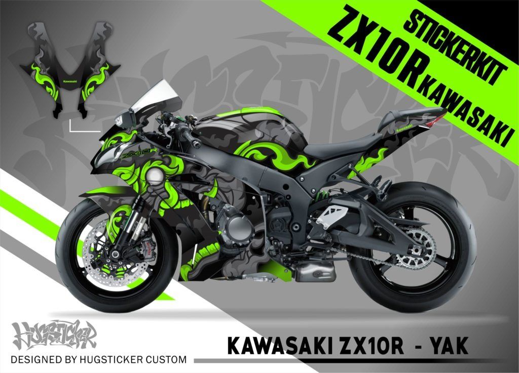 HUGSTICKER KAWASAKI ZX10R YAK Decals Sticker Kit High Quality Bike Wrap ...