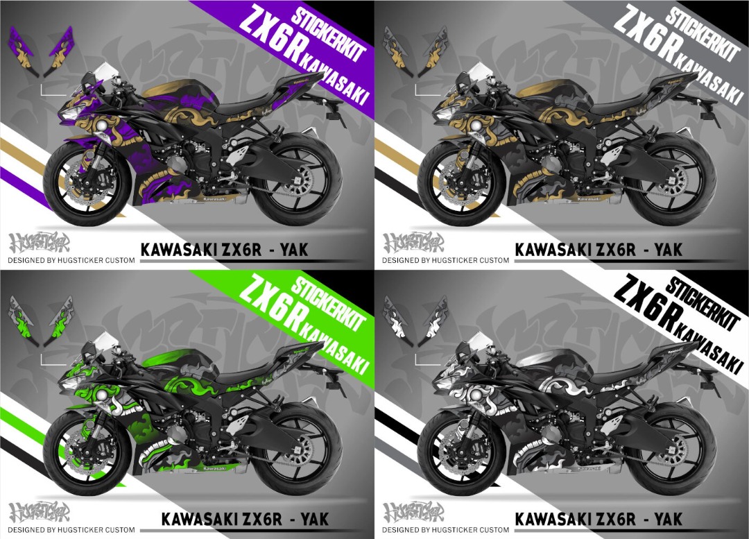 HUGSTICKER KAWASAKI ZX6R YAK Decals Sticker Kit High Quality Bike Wrap